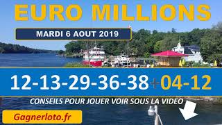 EUROMILLIONS NUMEROS GAGNANTS TIRAGE MARDI 6 AOUT 2019
