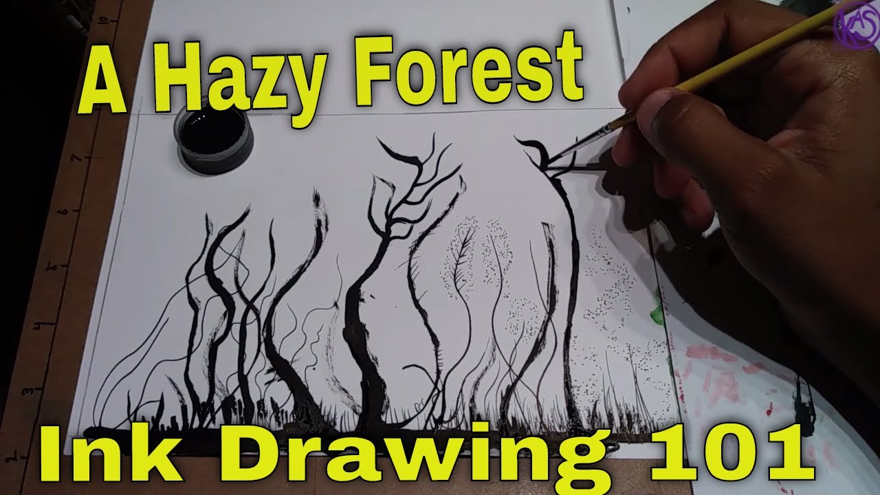 A Hazy Forest in Black | Ink Drawing 101