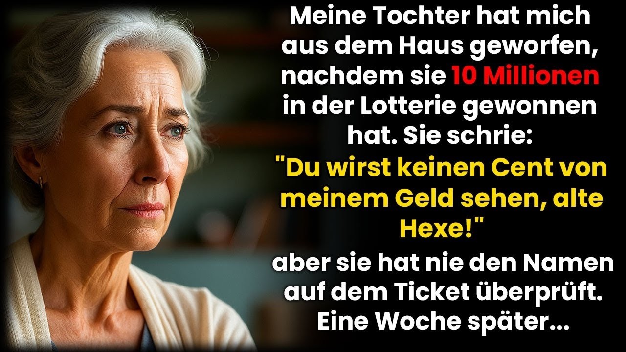 Meine Tochter warf mich raus, nachdem sie 10 Mio  gewann – ohne zu wissen, dass das Los mir gehö
