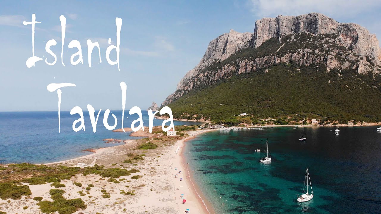Island Tavolara, Sardinia. Beaches by Drone. 4K