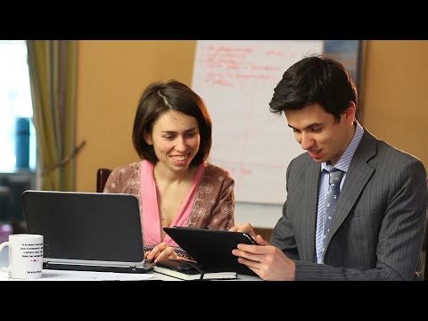 Business man woman smiling on work meeting in office discussion. Stock Footage