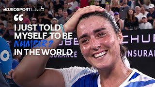 'I'm going to make my husband work hard tonight!' | Jabeur reacts after her win | Eurosport Tennis