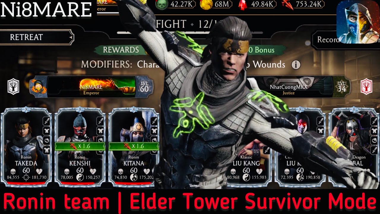 Diamond Ronin team gameplay | FW Survivor Mode elder Tower | MK Mobile