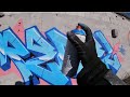 Graffiti bombing on the train line. Tagging/ Handstyle. Colors piece. Rebel813. 2022 4K