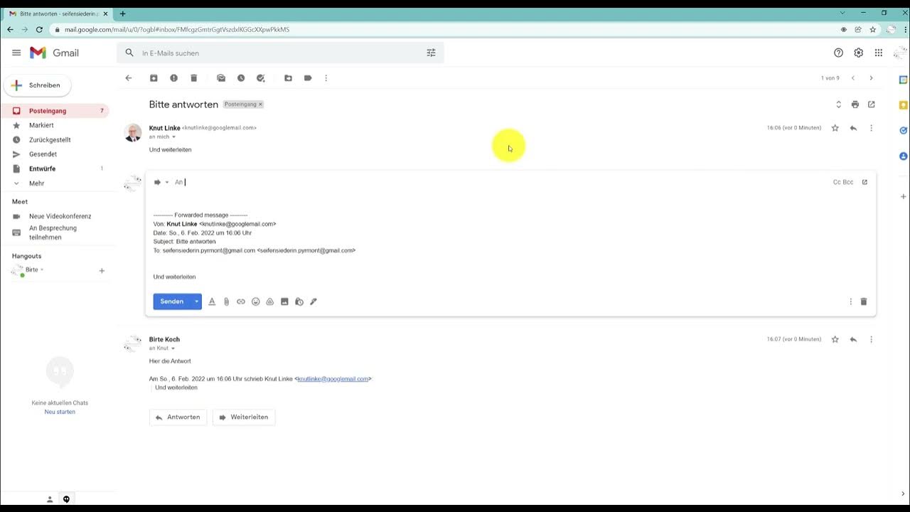 Gmail EMails beantworten, weiterleiten und archivieren EMails