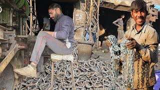 Process Of Making Long Iron Chain In A Small Workshop | How Iron Chain Is Manufactured