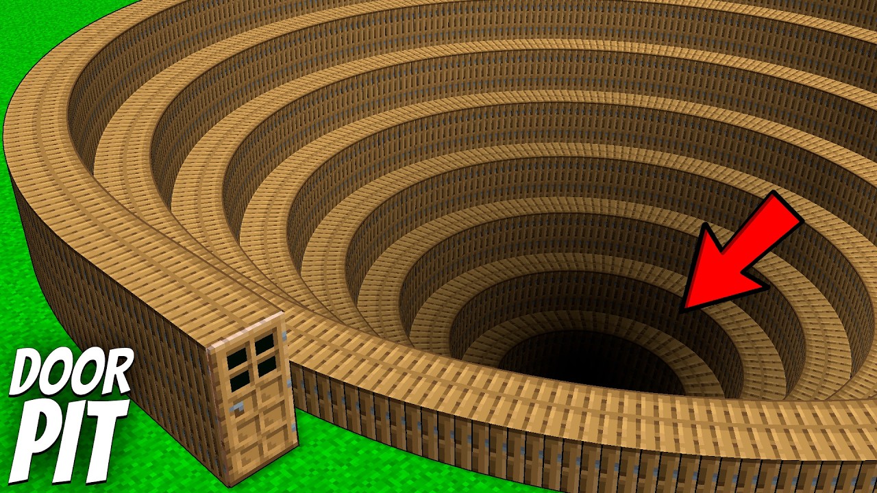 I found a SPIRAL DOOR PIT in Minecraft ! What's INSIDE the LONGEST DOOR PIT ?