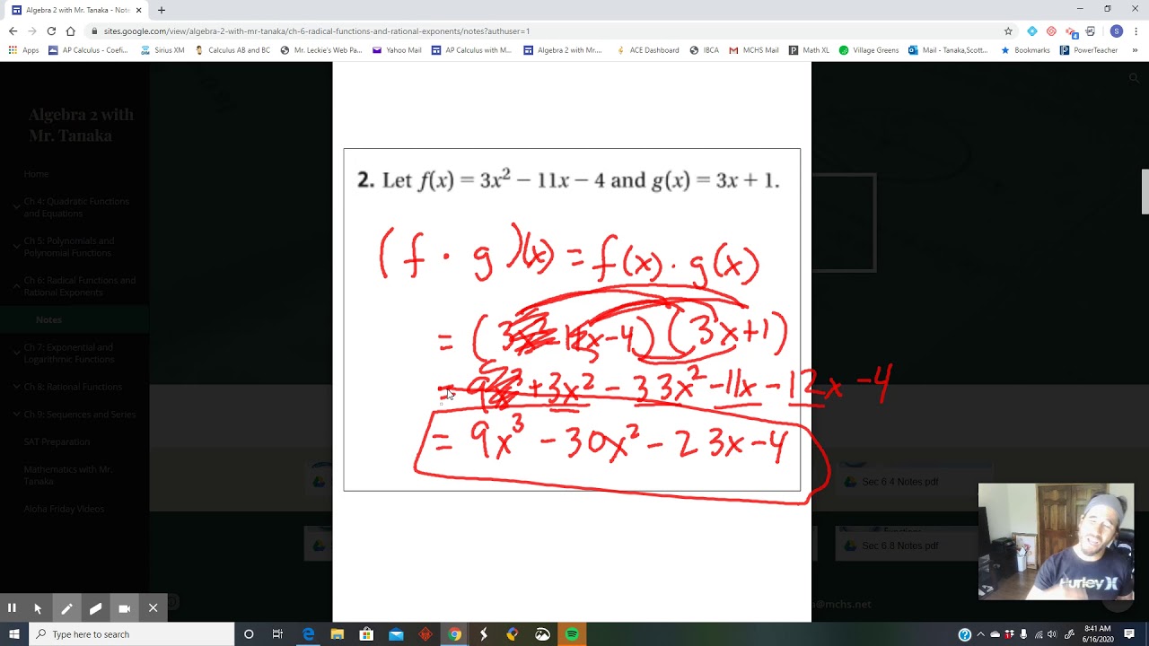 Alg 2 Section 6.6: Functions Operations Part 1 - YouTube