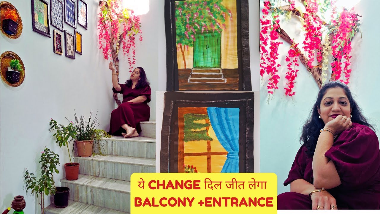 IndianHouse Entrance Decoration Idea |Easy & Budget Friendly|Small Balcony Makeover on Budget|DIY'S