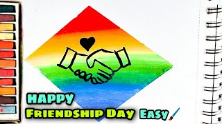 FRIENDSHIP DAY DRAWING WITH OIL PASTELS EASY /HAPPY FRIENDSHIP DAY SPECIAL DRWAING/ OIL PASTELS EASY