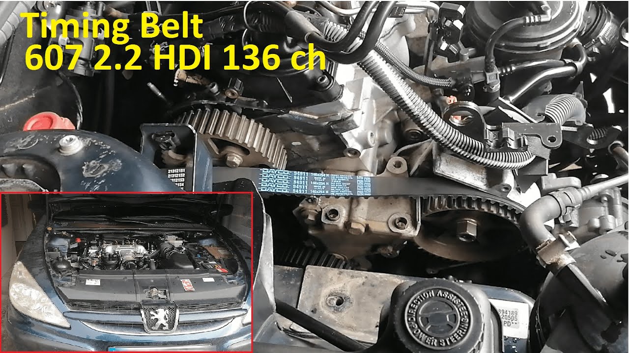 Remplacement courroie de distribution Peugeot 607 2.2 Hdi 136 ch / Timing  belt Peugeot 607 2.2 hdi - YouTube