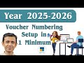 Year 2025-26 Voucher Numbering Setup in 1 Minimum in TallyPrime