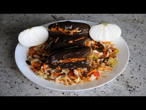 Видео рецепт Квашеные баклажаны с капустой