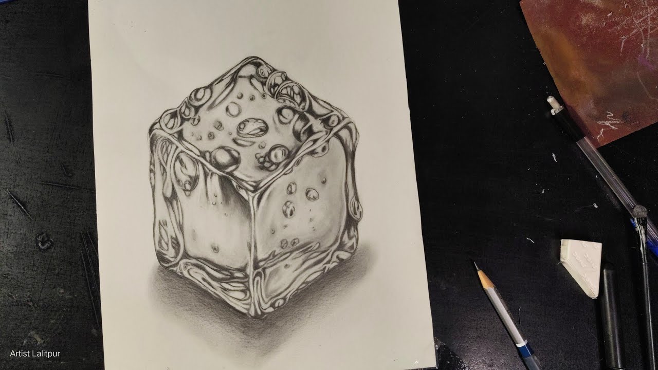 realistic 3d drawing 4B pencil #video #art - YouTube