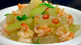 Shrimp and winter melon are a perfect match. Let me teach you a trick. The shrimp is fresh and tend