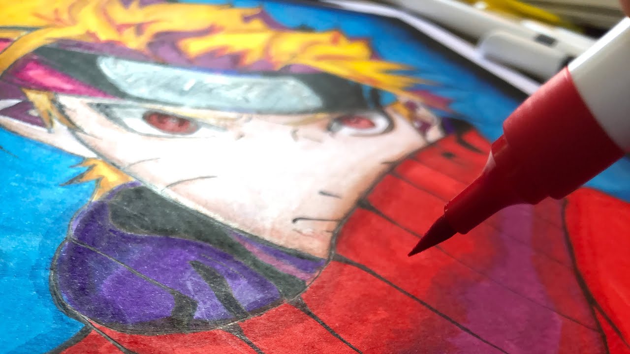 Drawing Naruto’s hair with camel brush pens 🍥|naruto shippuden