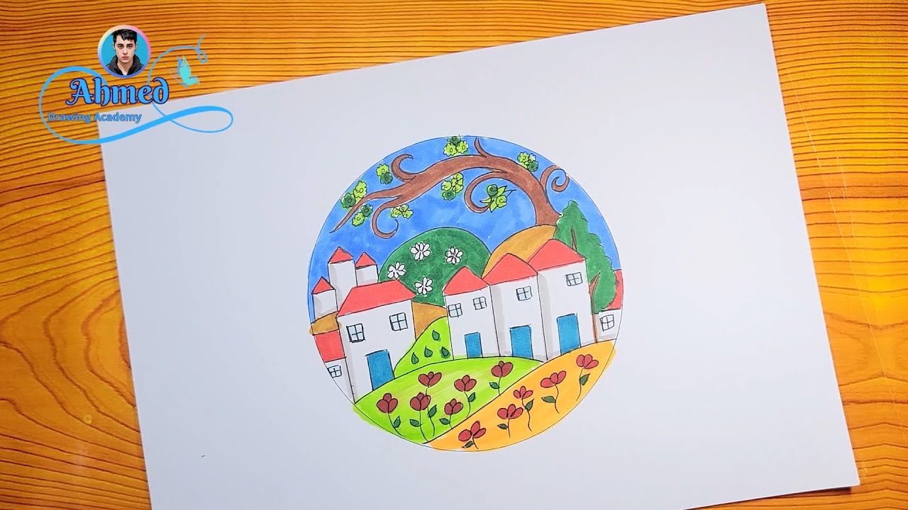 رسم قرية ربيعية || رسم المنمنمات || 1