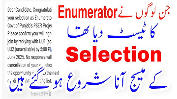 Enumerator jobs Selection Messages Received joining Messages Received