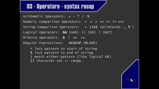 23   Operators Syntax Recap News