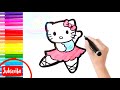 Drawing Painting and coloring hello kitty for kids|| dibujar y colorear hello kitty para niños