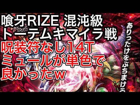 黒猫のウィズ 喰牙RIZE 混沌級 トーテムキマイラ戦 呪装符なし14T ミュールが単色で良かったｗ