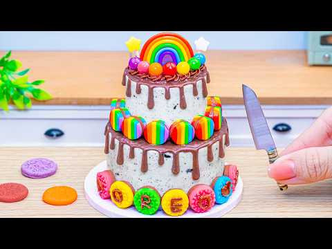Mini Rainbow Chocolate Cake Recipe With OREO 🌈Amazing Rainbow CakeDecorating By Baking Yummy