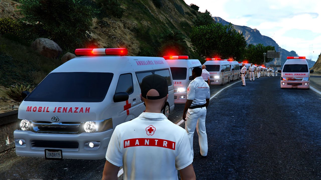 Rombongan Konvoi Mobil Ambulance Menuju Rumah Sakit ! GTA 5 Mod Indonesia