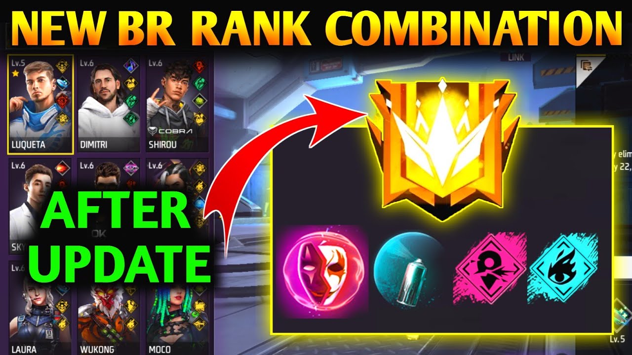 BR RANK BEST CHARACTER COMBINATION AFTER UPDATE, FREE FIRE BR RANK BEST  CHARACTER COMBINATION