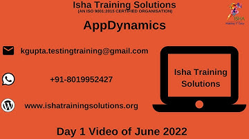 AppDynamics Day 1 Video On 25th June 2022. Pls contact / WhatsApp us on +91-8019952427 to enroll