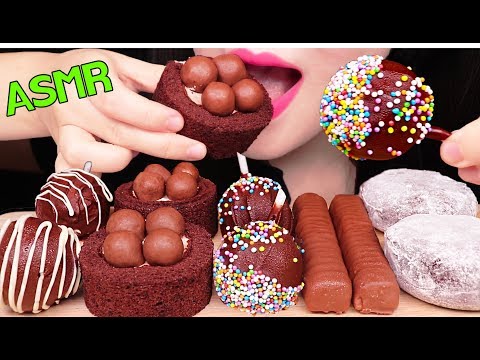 ASMR CHOCOLATE CAKE <strong>POP</strong>, MALTESERS CAKE, TWIX, <strong>RICE</strong> CAKE 초콜릿 케이크팝, 몰티져스 케이크, 찰떡아이스 먹방 EATING SOUNDS