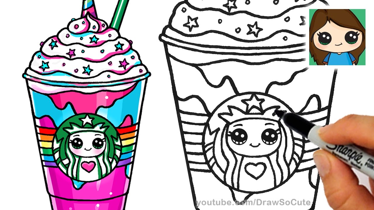 How to Draw  a Starbucks Unicorn  Frappuccino YouTube