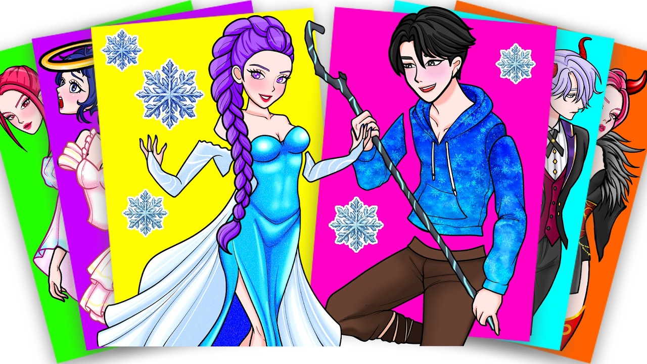 Huntrix and Saja Boys Dress-Up ELSA outfit - KPOP DEMON HUNTERS Sticker Book | PAPER DIY