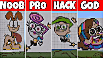 Noob vs Pro vs Hacker vs God minecraft pixel art