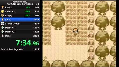 Pokemon Red any% no save corruption in 19:27