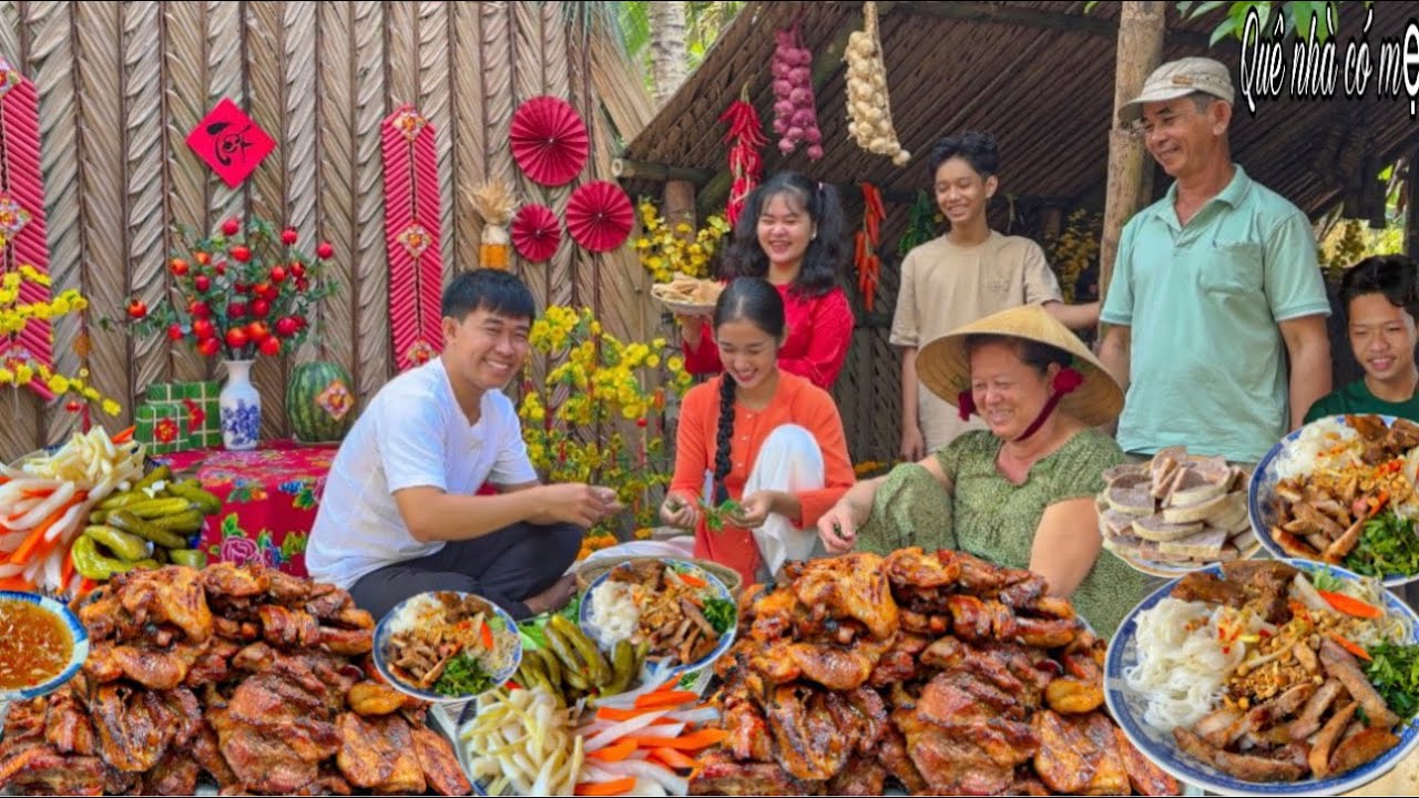 Bún Thịt Nướng Ngày Tết | Quán Ăn Sáng Của Mẹ Ngày Tết Nhộn Nhịp Miền Quê || Tet restaurant