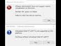 Virtualized intel vtxept is not supportedvmware does not support nested virtualization infomaths