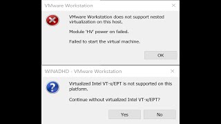 Virtualized Intel VT-x/EPT is not supported.VMware does not support nested virtualization #Infomaths