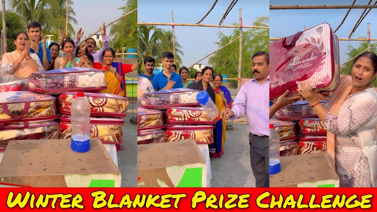 Flip The Bottle Winter Blanket Prize Challenge 🔥| শীতকালীন কম্বল চ্যালেঞ্জ 😛/ SK Challenge Video