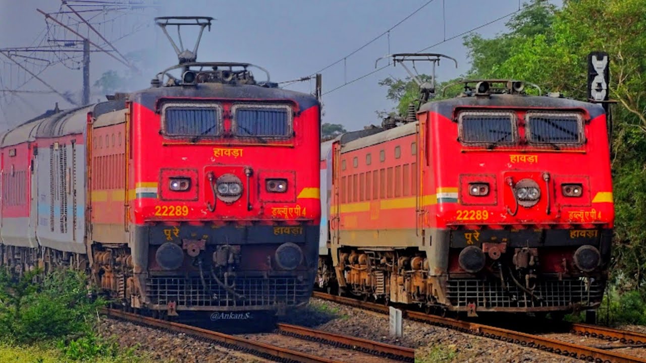 Dangerous 130kmph WAP4 Karmabhoomi+Bikaner Duronto+Howrah Rajdhani+Tejas attacks Umroli-IR 