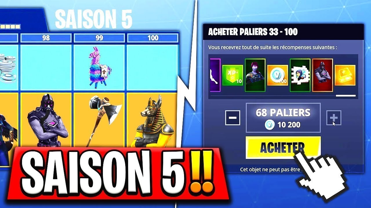 j achete pas les 100 paliers de la saison 5 sur fortnite battle royale - objet mystere fortnite saison 5