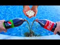 EXPERIMENT !! Underwater VS Pepsi, Coca Cola and Mentos