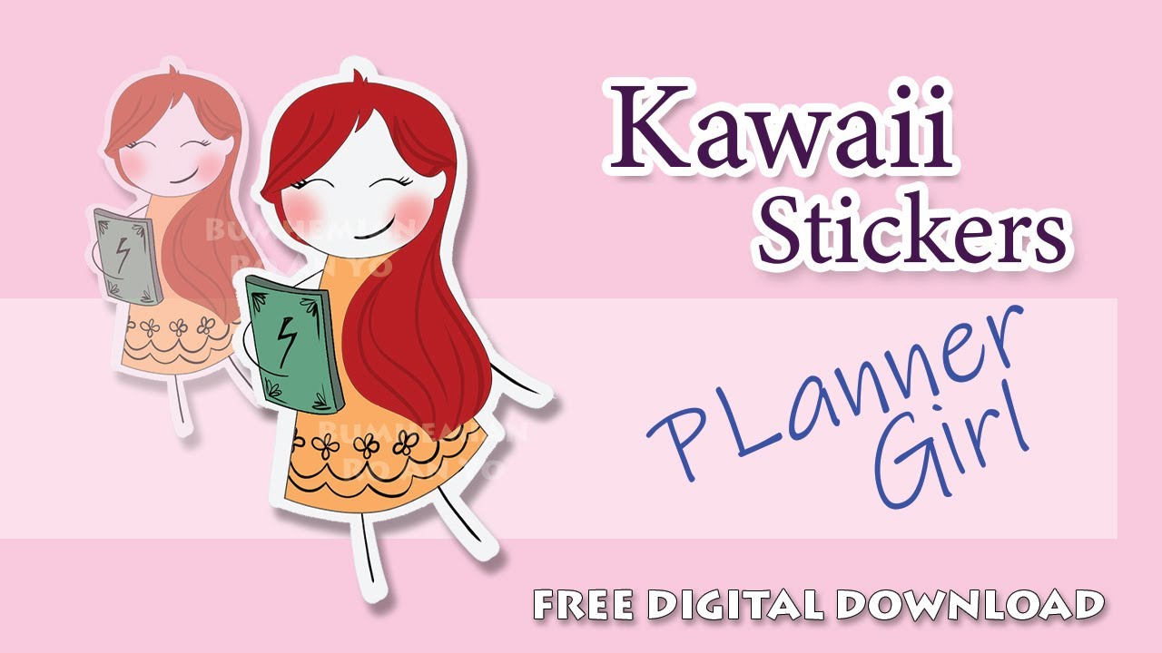 Kawaii  Planner Girl Sticker in Autodesk Sketchbook (2 Min) - Free Digital Download