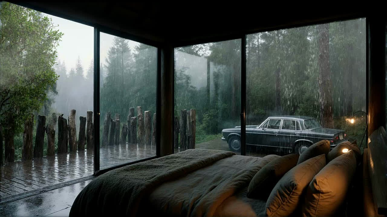 10+ Hours Rain on Window with Soft Piano - Perfect Sleep in a Cozy Bedroom 03