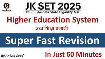 Higher Education System Full Syllabus Revision for JKSET 2025 | Paper 1 Most Important Topics