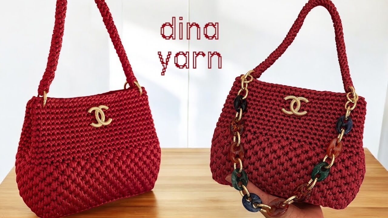 كيفيه حياكه حقيبه يد بخيط السلسله للمبتدئين Easy Crochet Bag Tutorial for Beginners – No Experience”