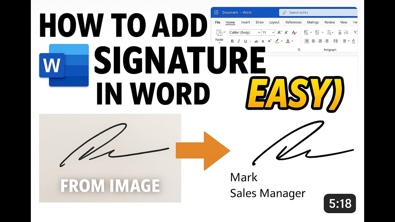 How to Add Signature in Word (EASY) - YouTube
