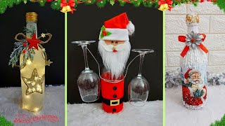 5 low budget Christmas Glass bottle decoration idea Step by step | DIY Christmas craft idea🎄176