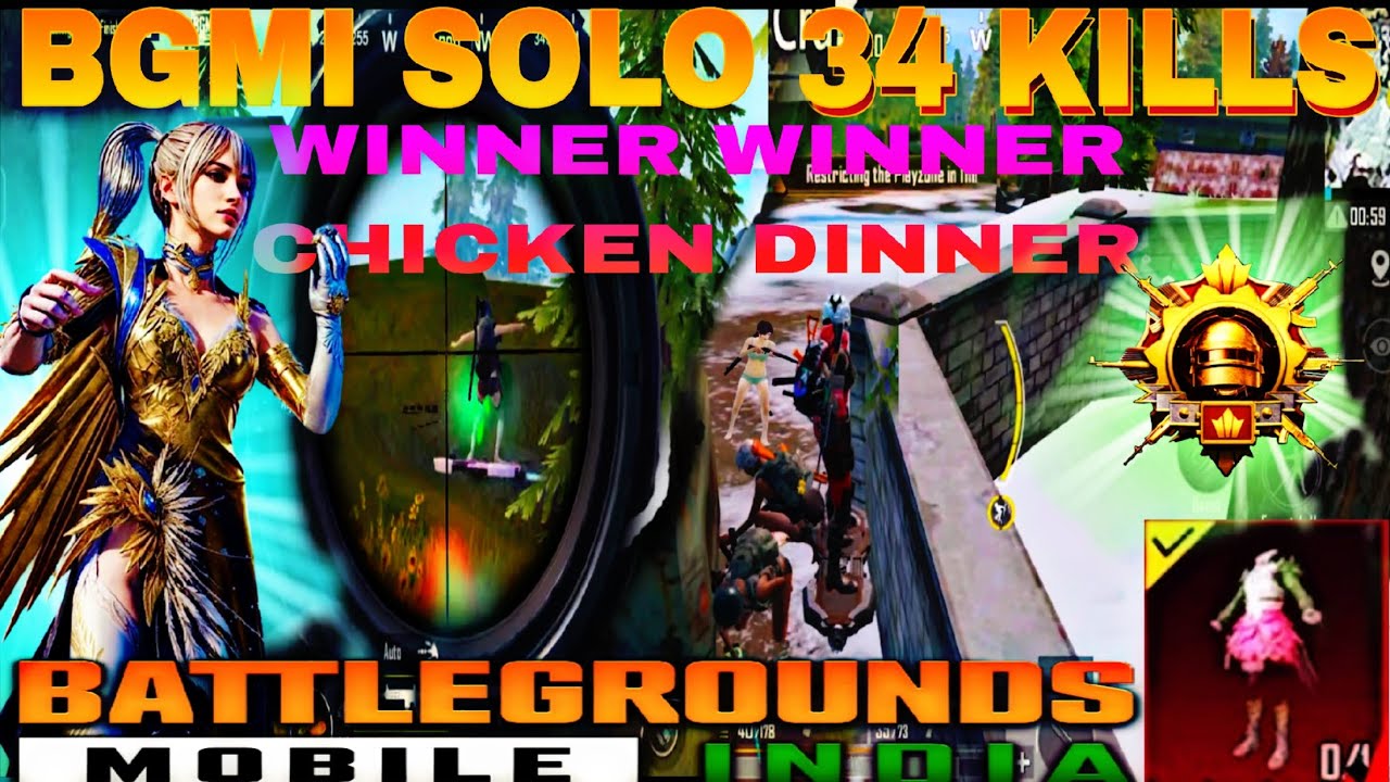 BGMI Solo 34 kills 🏆 winner chicken dinner]New update 4.0 Smooth gamplay Livik erangle 