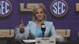 LSU Kim Mulkey LOSS to South Carolina postgame, addresses court melee & Angel Reese