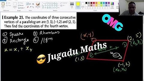 #shorttrick three consecutive vertices of a parallelogram are (1,3),(−1,2) and (2,5). fourth vertex
